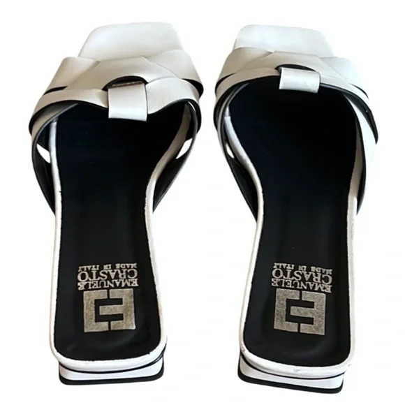 Emanuele Crasto Strappy Crisscross White Sandals Leather EU 39 US 8 - Picture 3 of 15